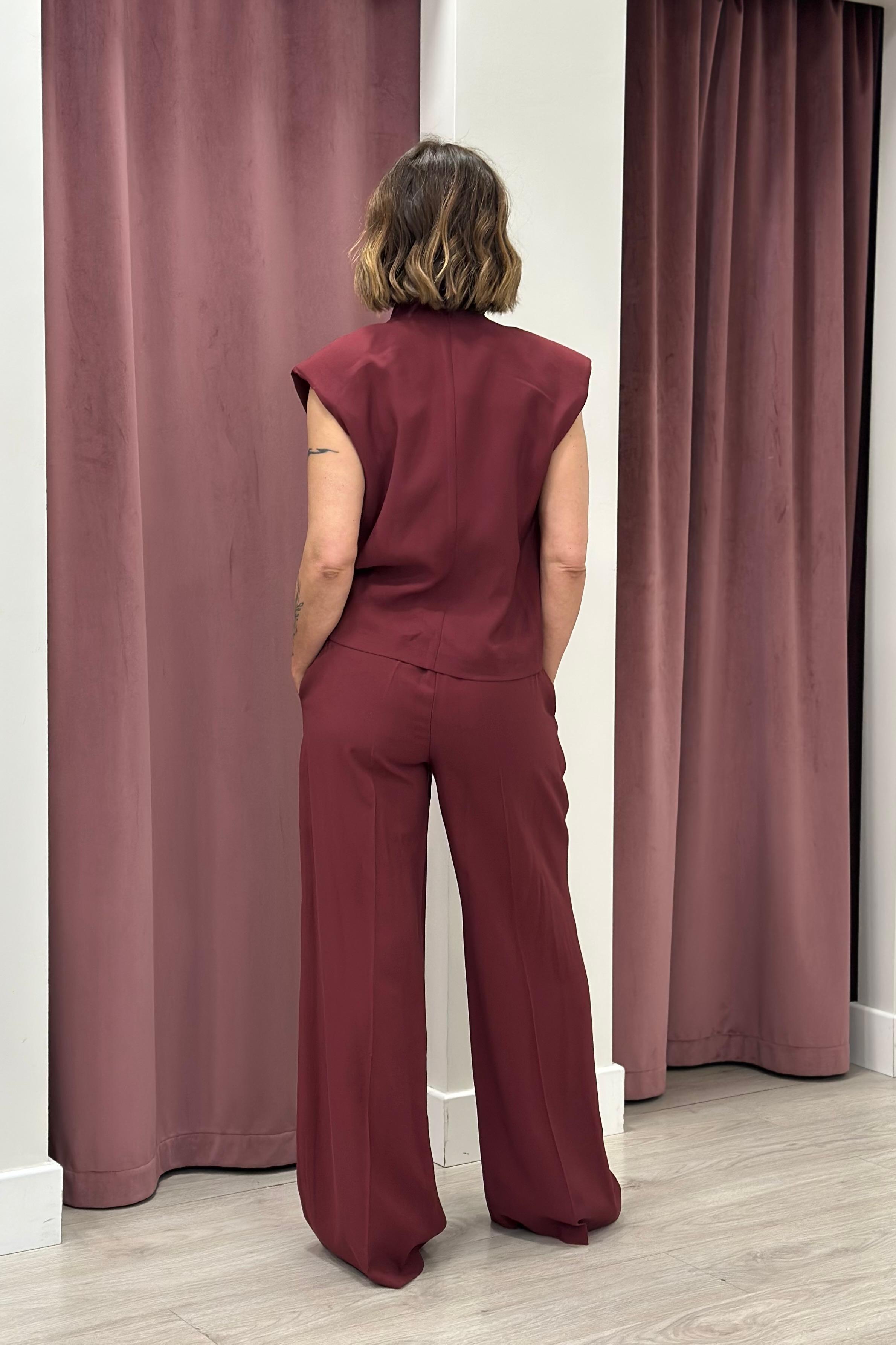 Tensione In - Pantalone palazzo elastico posteriore Art. 26P4809 BORDEAUX