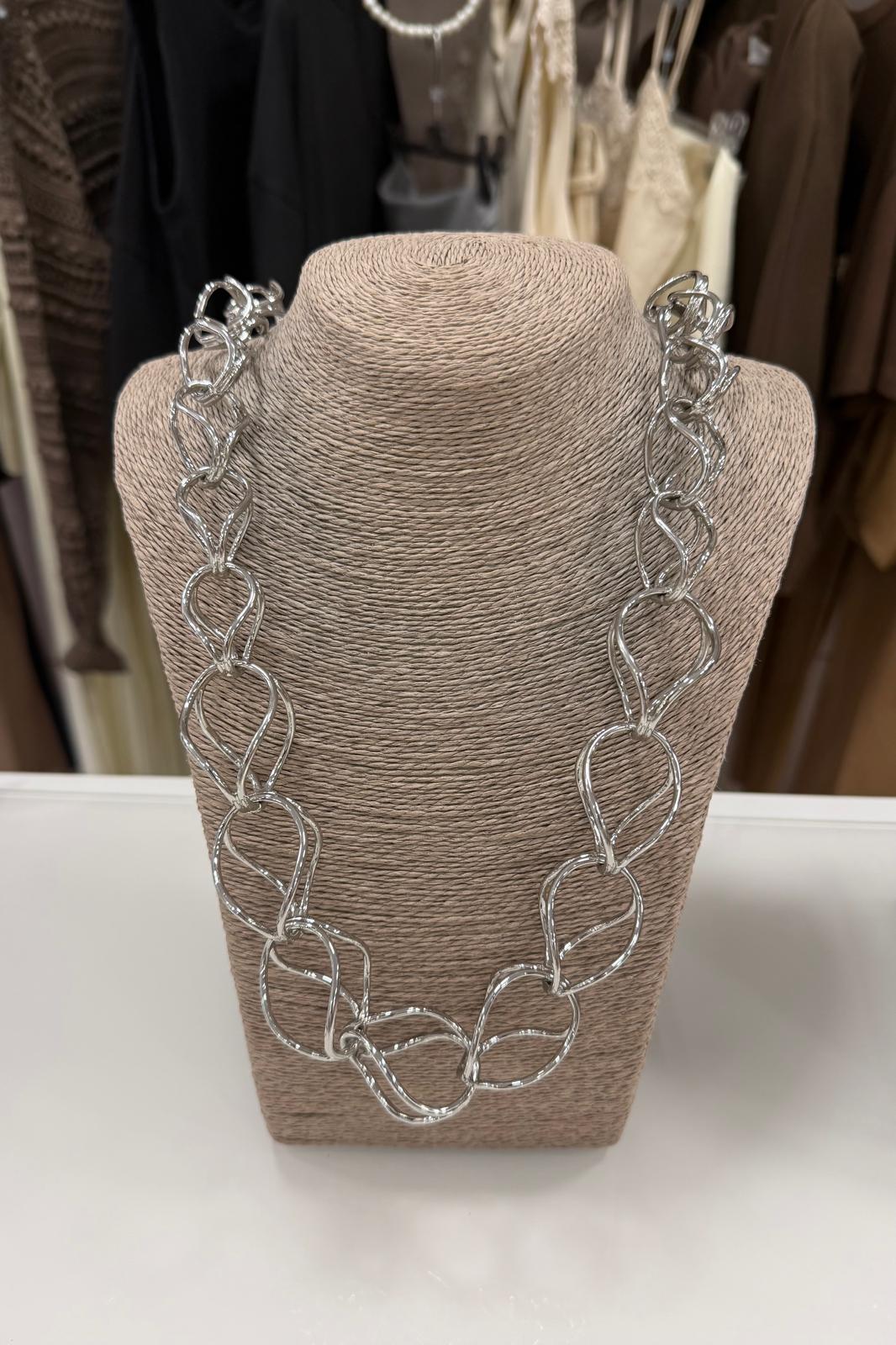 COLLANA AD ANELLI LUNGA ARGENTO