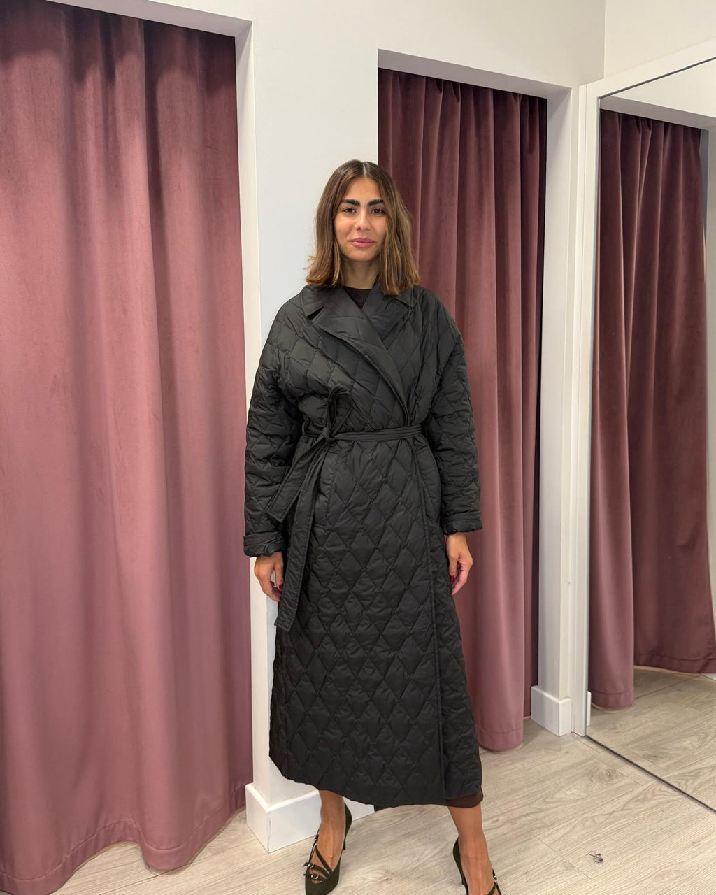 Piumino Trench Lungo Trapuntato NERO