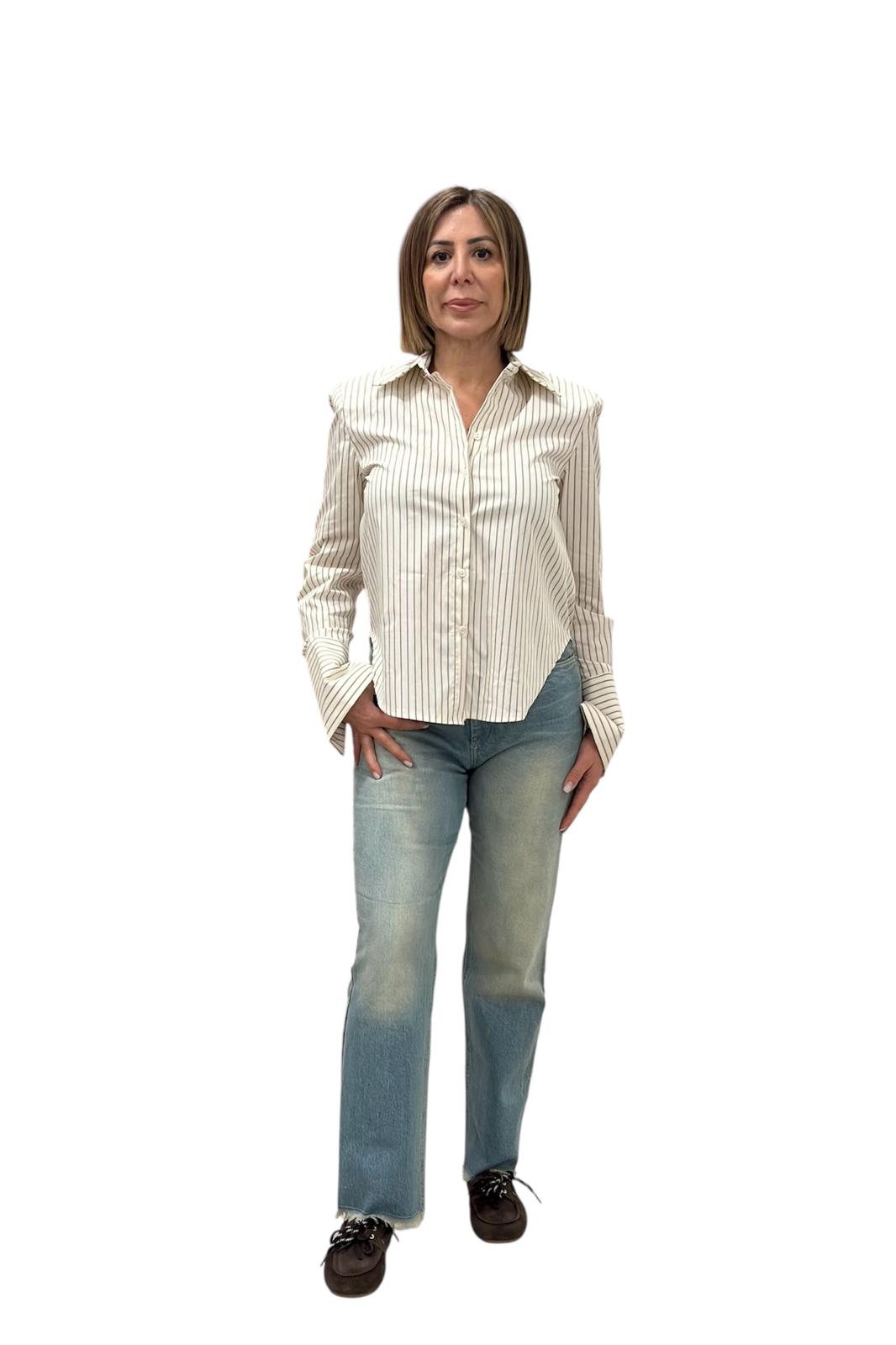 CAMICIA BURRO CON RIGA MORO