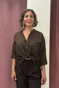 Haveone-Camicia mussola collo coreana CFL-Q387 MORO