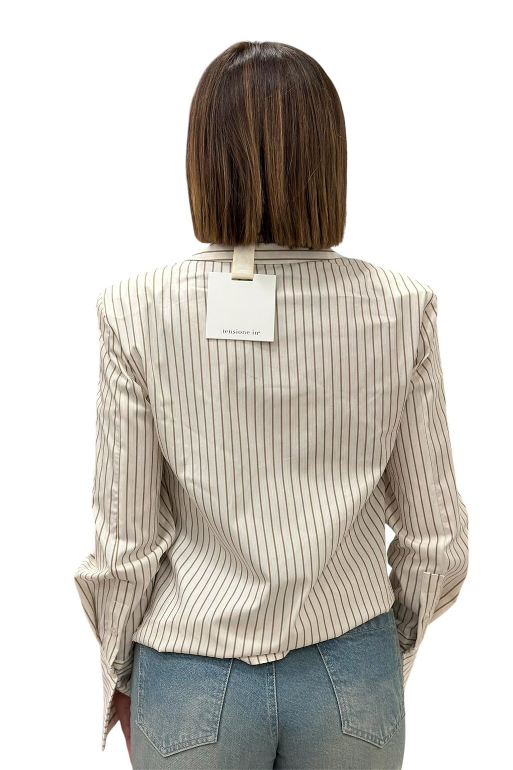 CAMICIA BURRO CON RIGA MORO