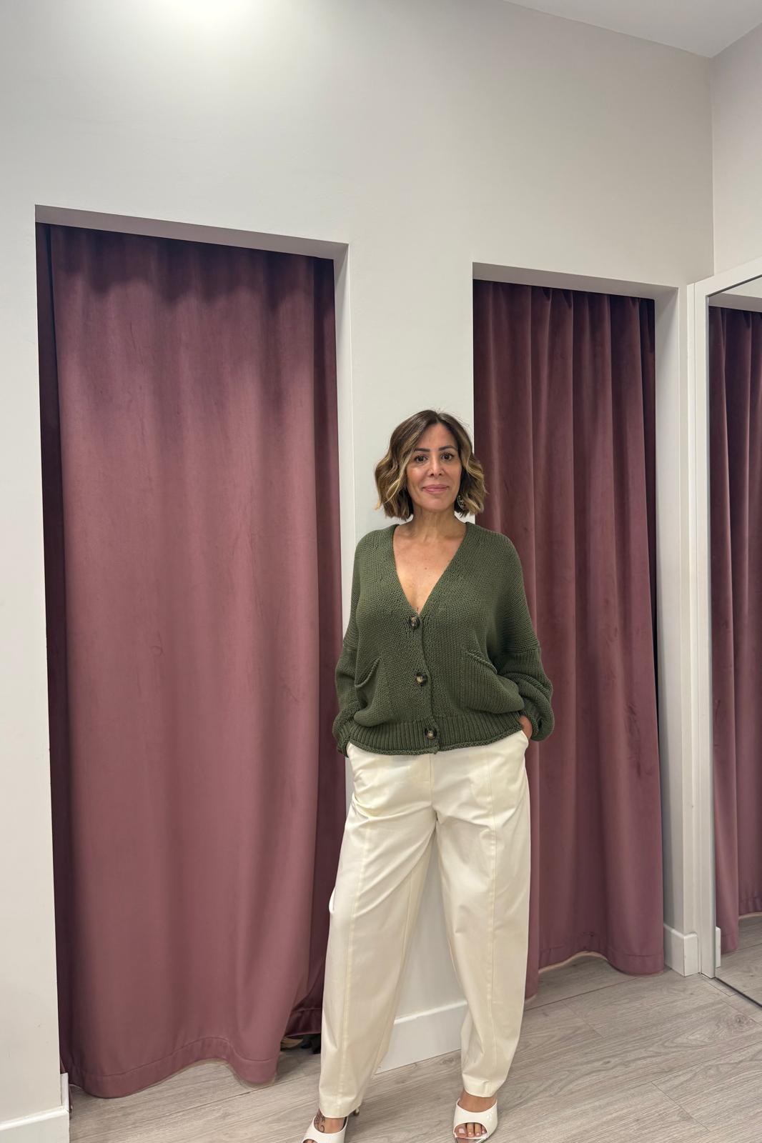 Cardigan Oversize Scollo a V  VERDE