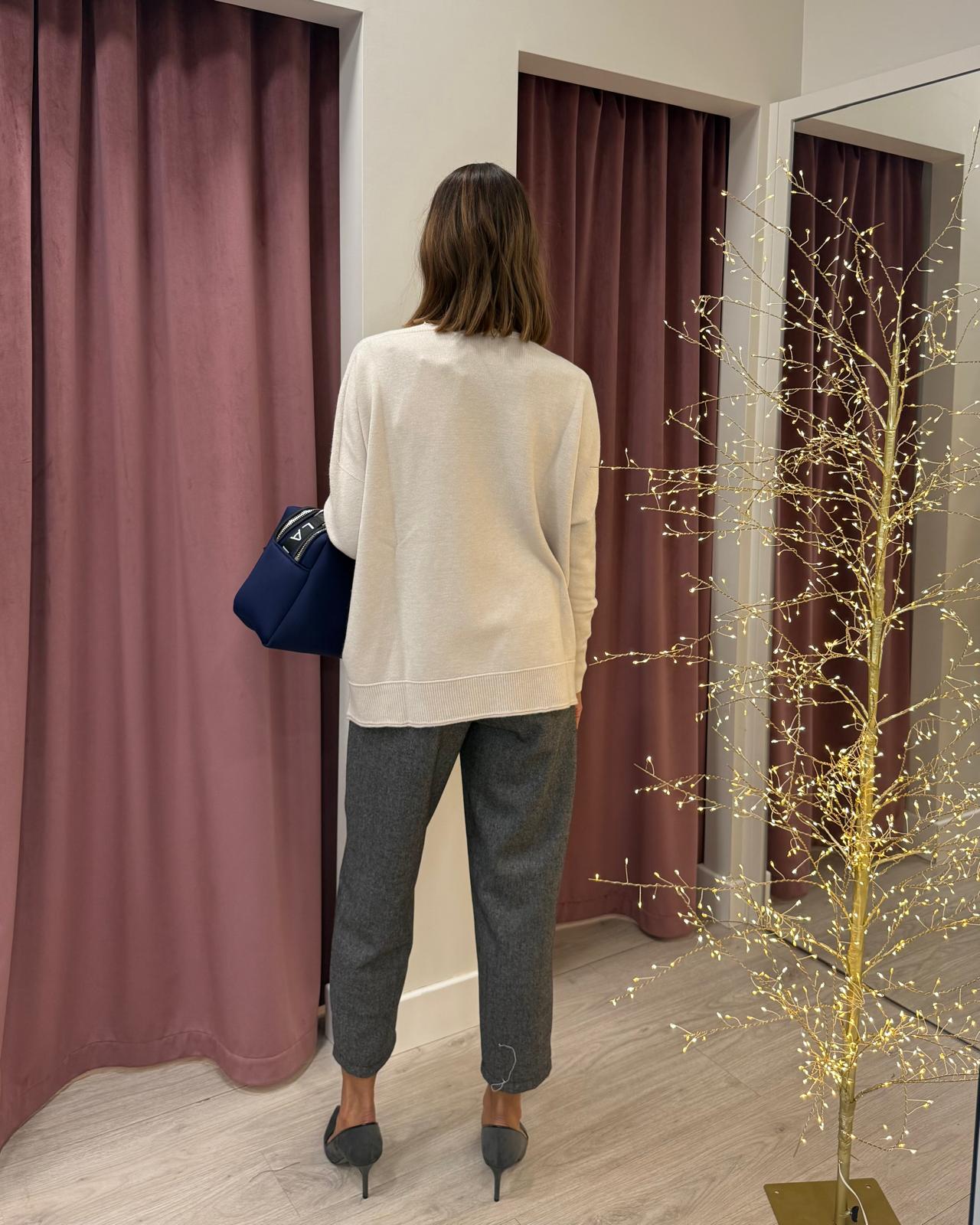 Maglia scollo V ampia MMG-P144 BURRO