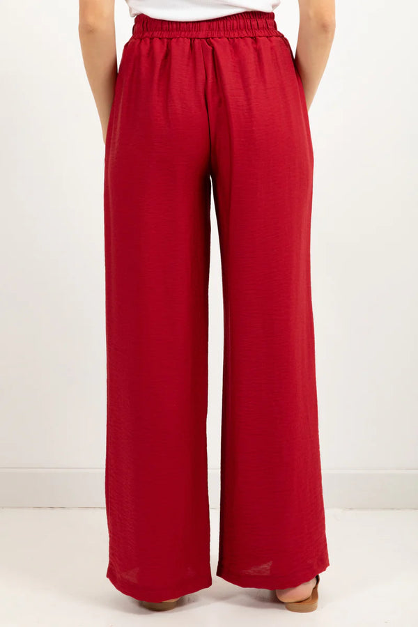 Pantalone con coulisse in lino e viscosa TD0387 ROSSO D'INDIA