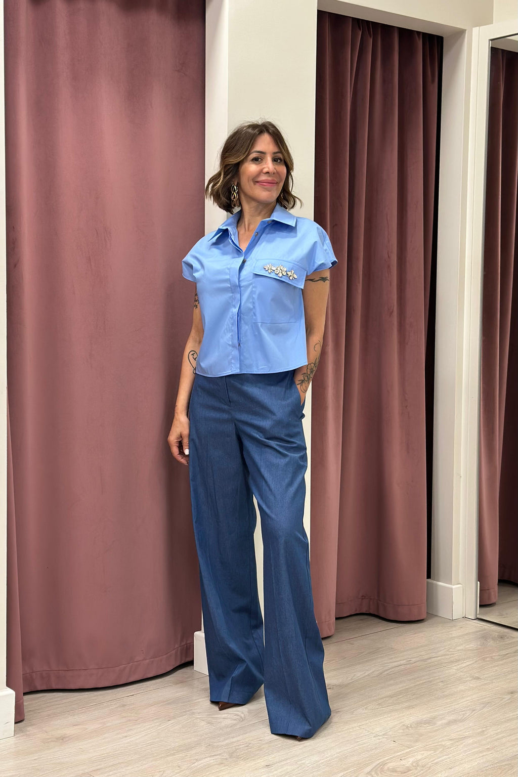 Tensione In - Camicia smanicata con taschino gioiello Art. 26C5101