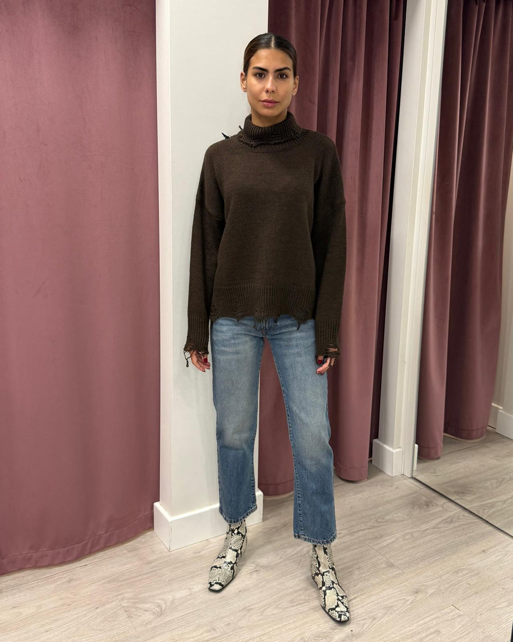 Lupetto strappi panna mfp-p183 MORO