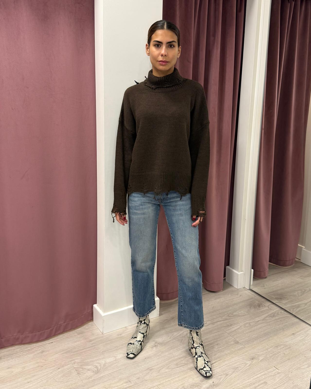 Lupetto strappi panna mfp-p183 MORO