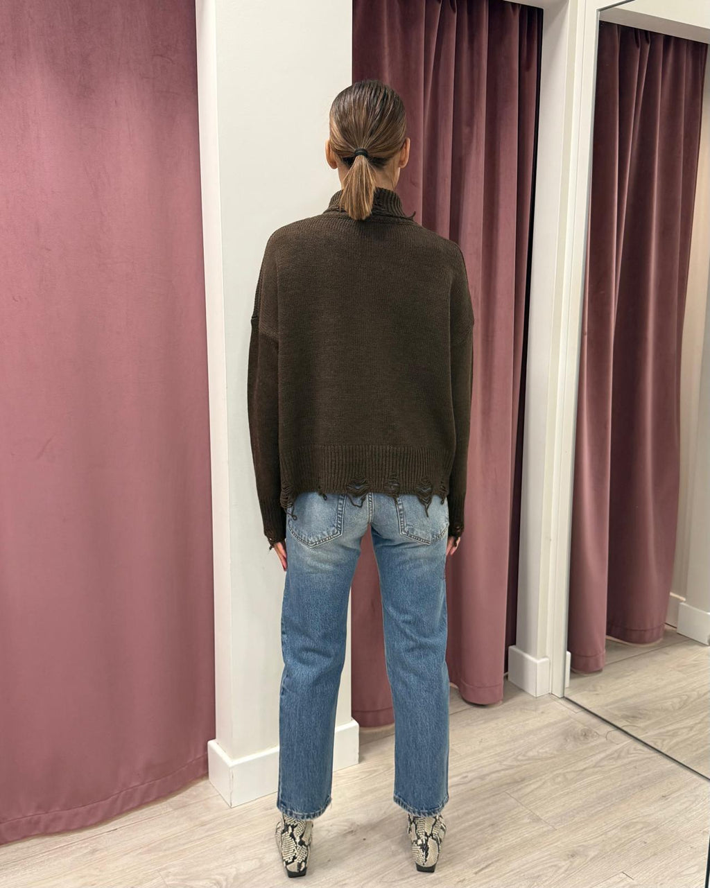 Lupetto strappi panna mfp-p183 MORO