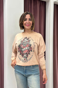 Haveone-Felpa girocollo stampa cuore - phard FFW-Q010