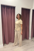 T-shirt mezza manica con drappeggio Art. UAB0042 BEIGE