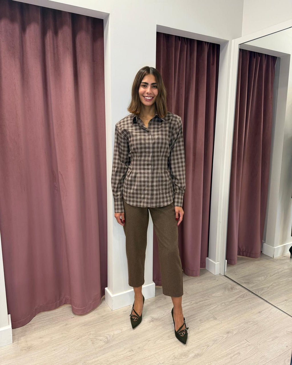 Vicolo - Camicia quadri con spalline e laccio Art. TF1531