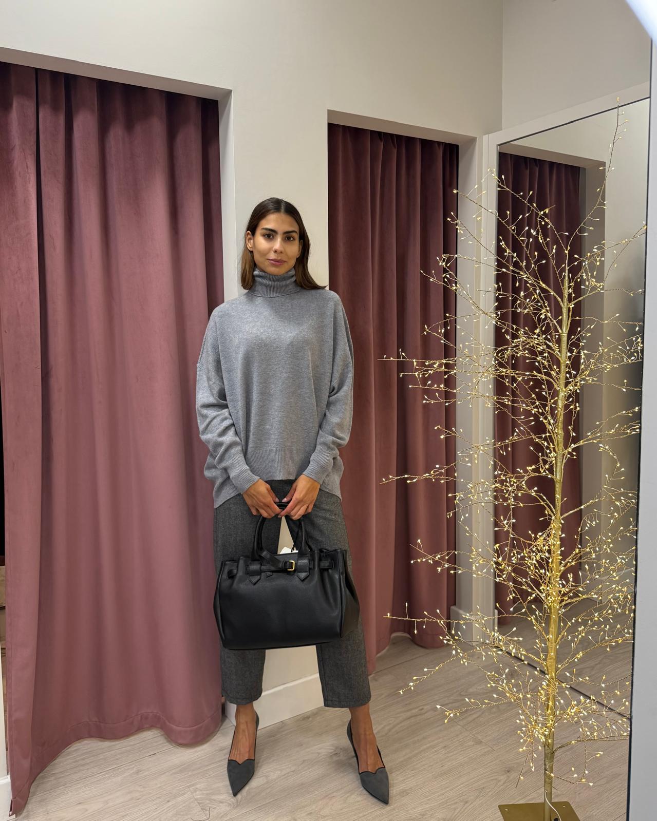 Dolcevita in viscosa con fondo stondato ViCOLO 77338F GRIGIO