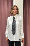 Camicia Bianca in Cotone con Cravatta e Spilla VICOLO RAC0015