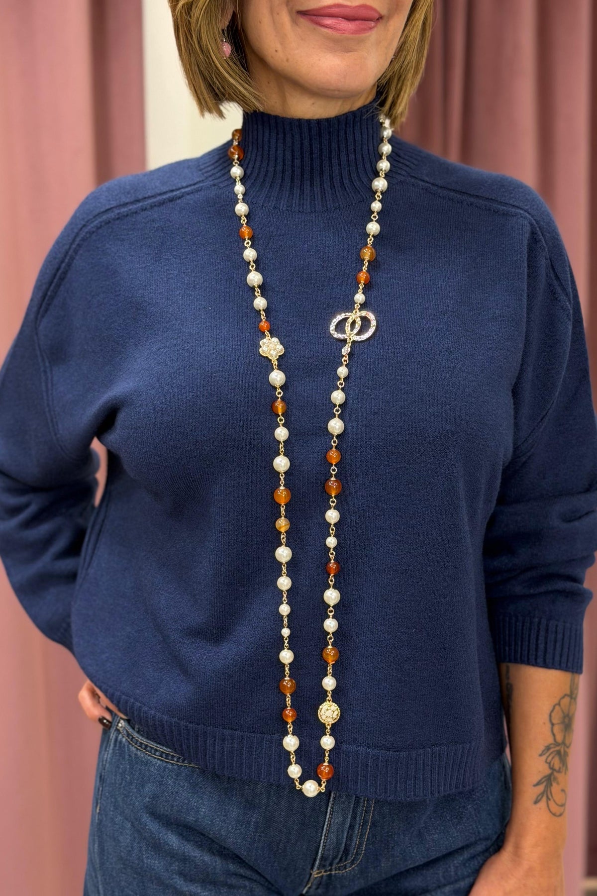 COLLANA LUNGA CON PERLE ORO