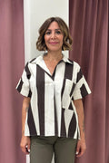 Vicolo - Blusa mezza manica rigata Art. TAB2907  BURRO E MORO