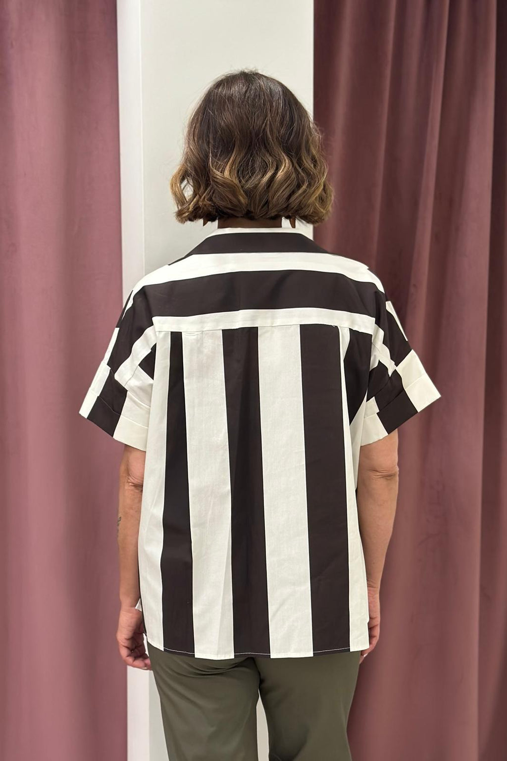 Vicolo - Blusa mezza manica rigata Art. TAB2907  BURRO E MORO