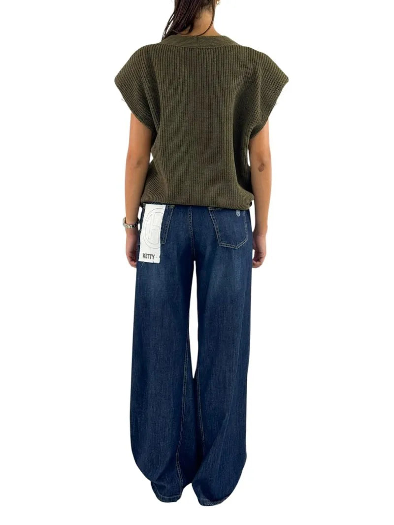 Gilet in maglia con spalline – Haveone LFP-P003 VERDE MILITARE