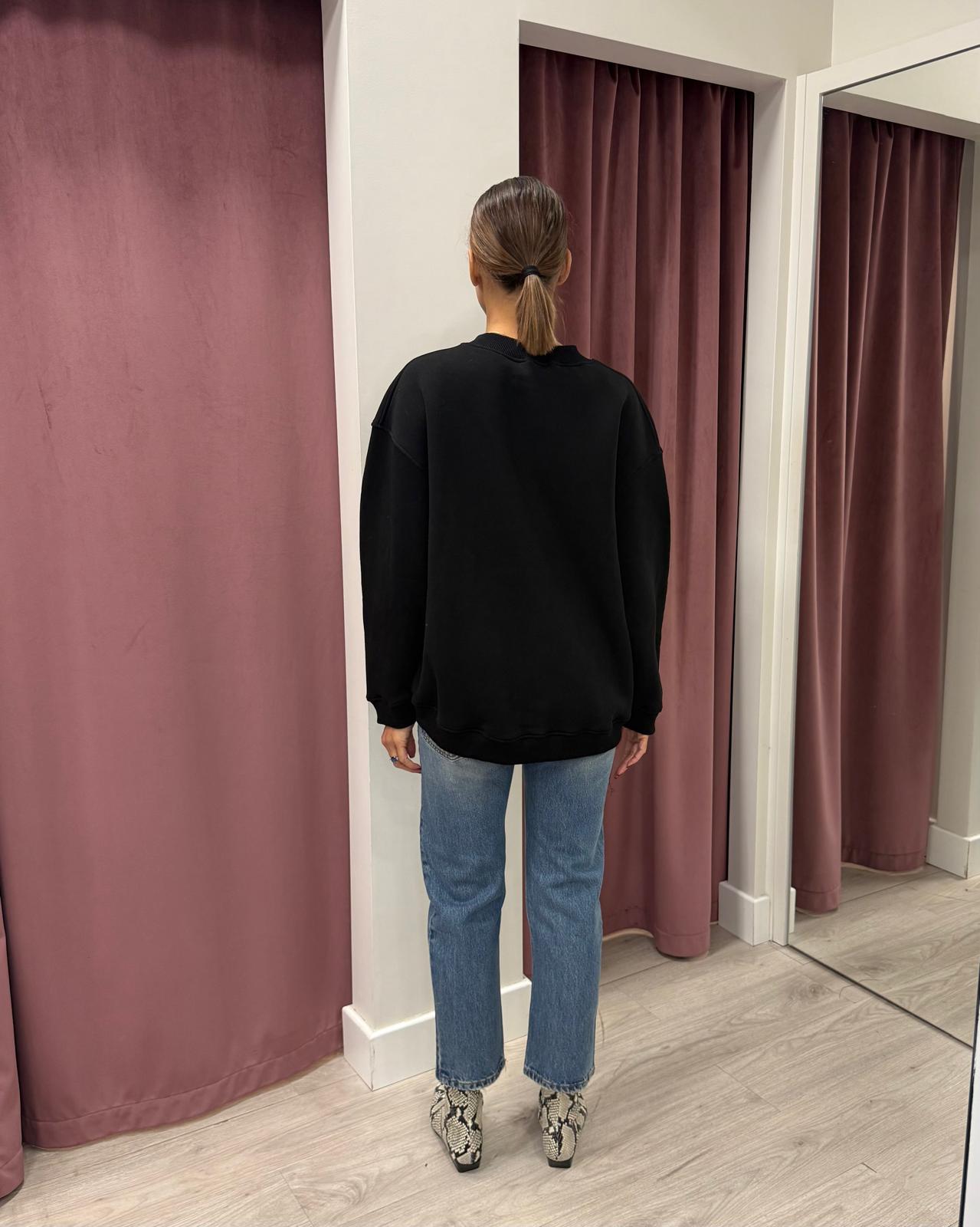 Vicolo-Felpa stampa orsetto "COZY HEARTS..." - Nero