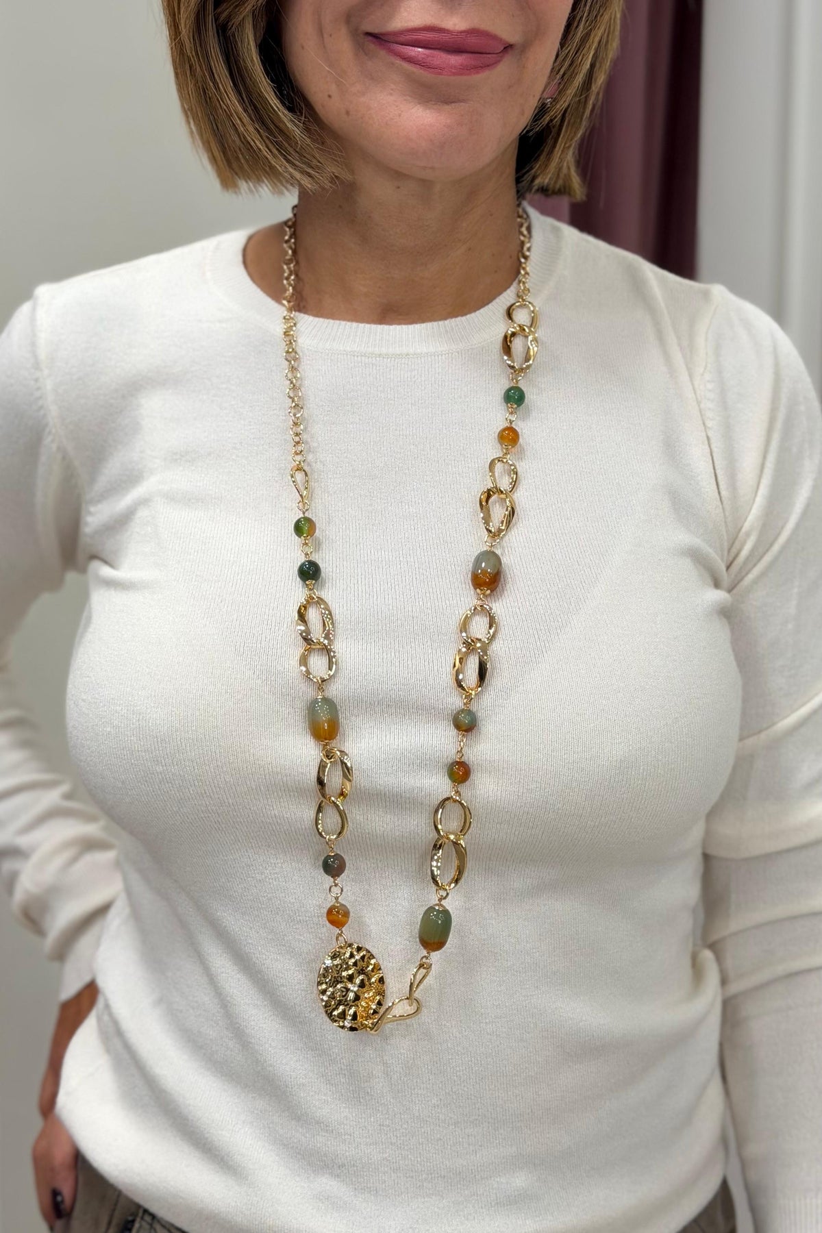 COLLANA PIETRE VERDI ORO