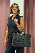Borsa CARACAS MED INTRECCIATO BLACK