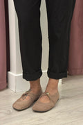 Ballerina fibbia elastica camoscio visone CON FIBBIA DORATA