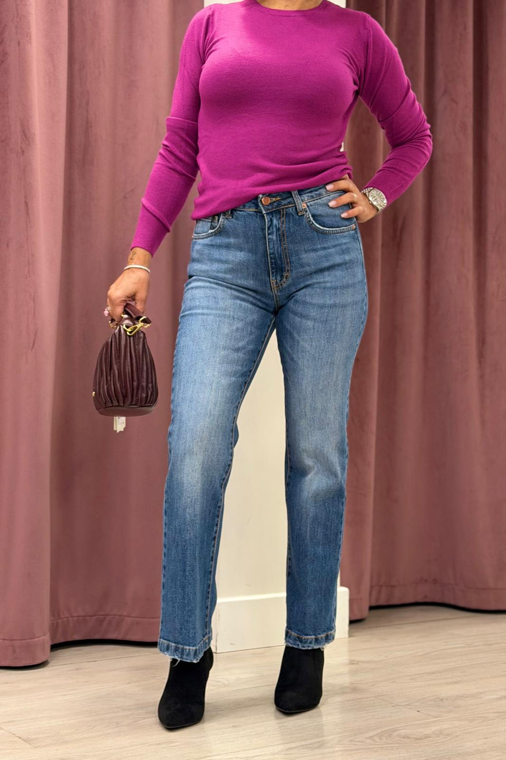 JEANS TROMBETTA BLU A VITA ALTA
