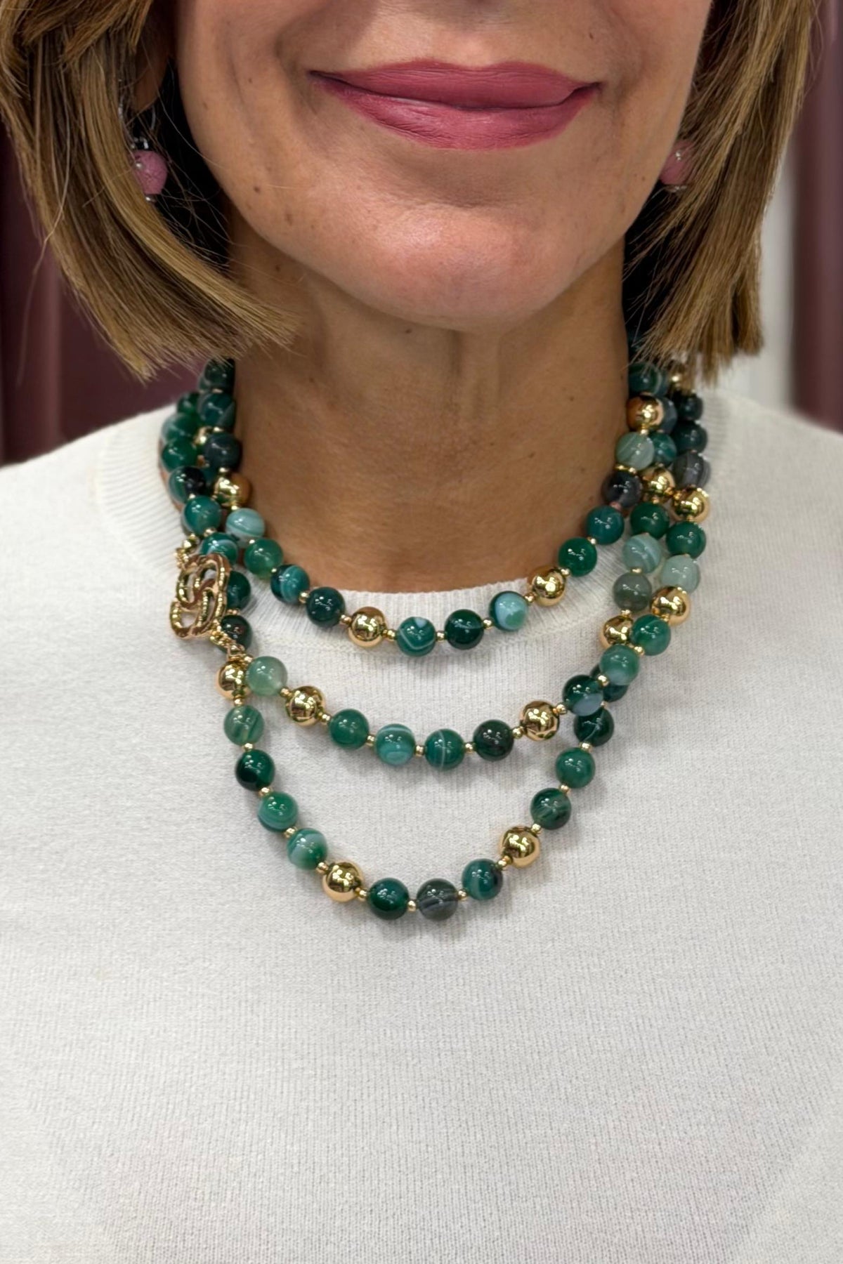 COLLANA GIROCOLLO VERDE ORO