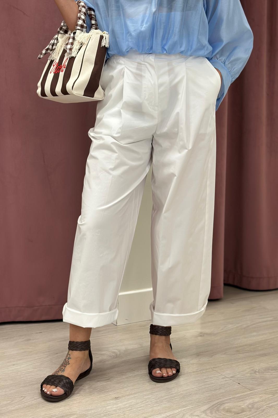 Tensione In - Pantalone con pinces 26P4516 BIANCO