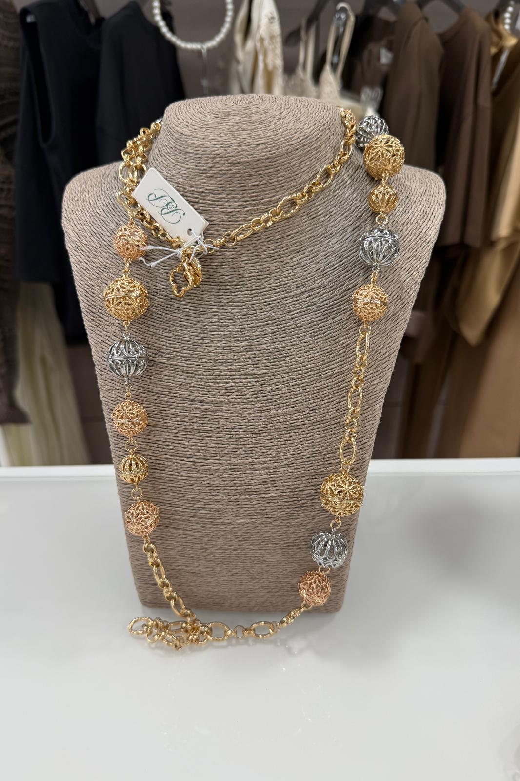 COLLANA LUNGA ARGENTO/ORO
