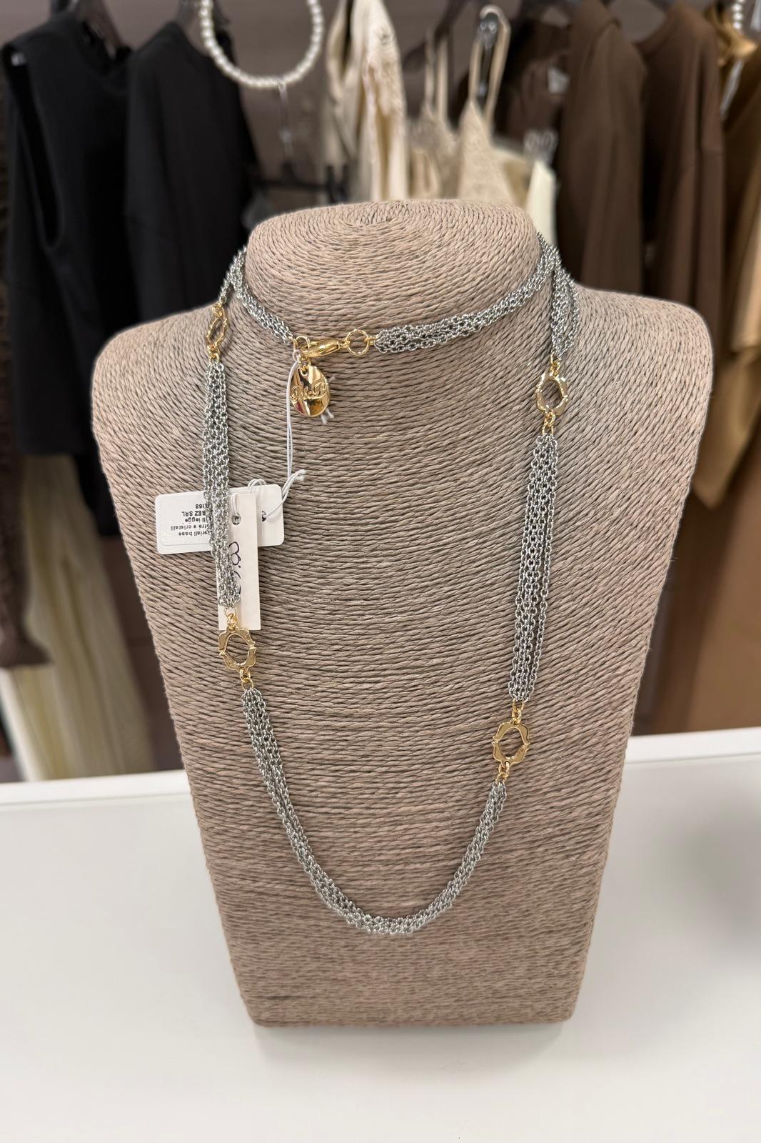 COLLANA MULTIFILI ORO/ARGENTO