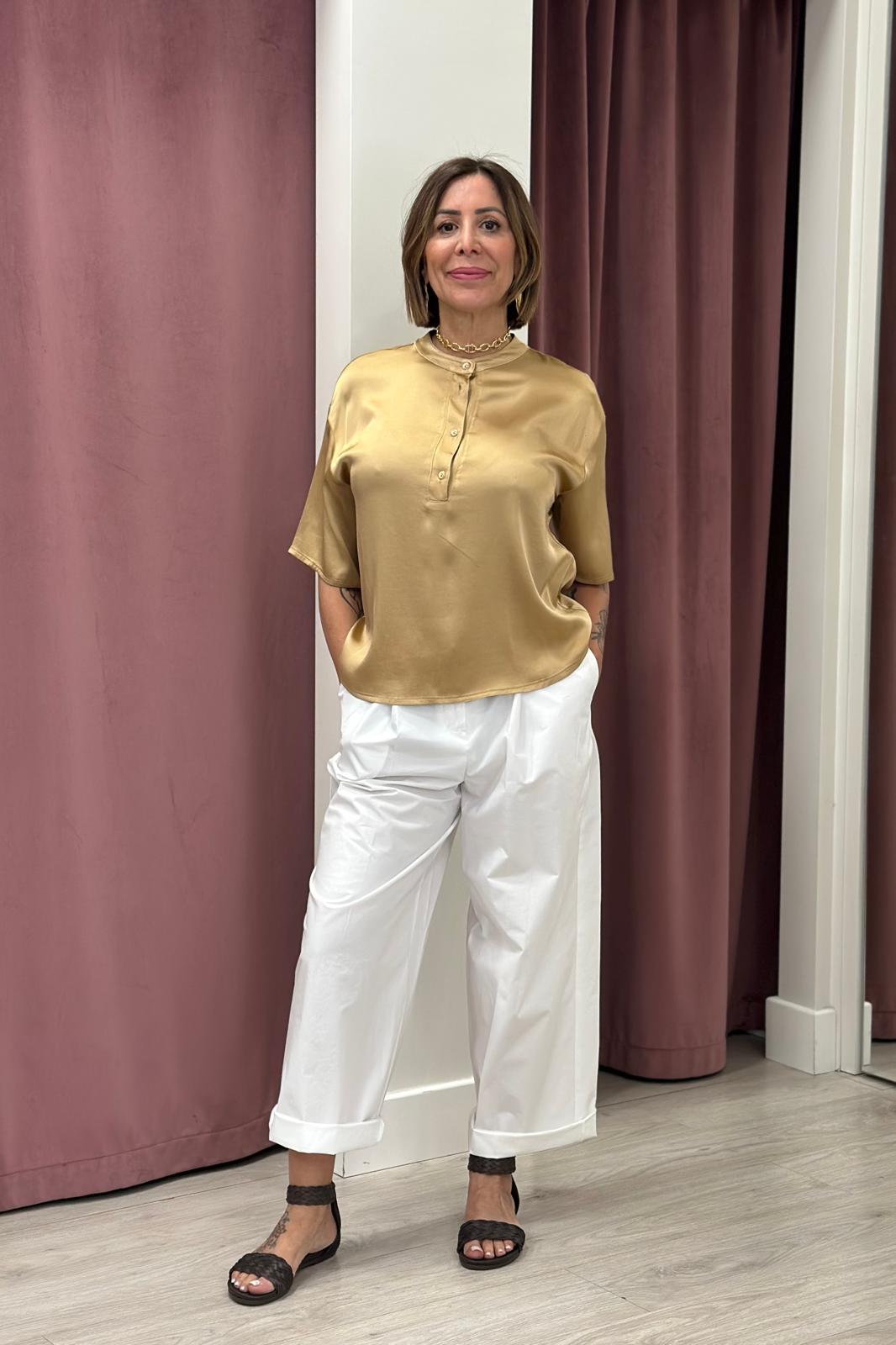 Tensione in-Blusa scatola serafino satin elasticizzato 26222V39 BRONZO