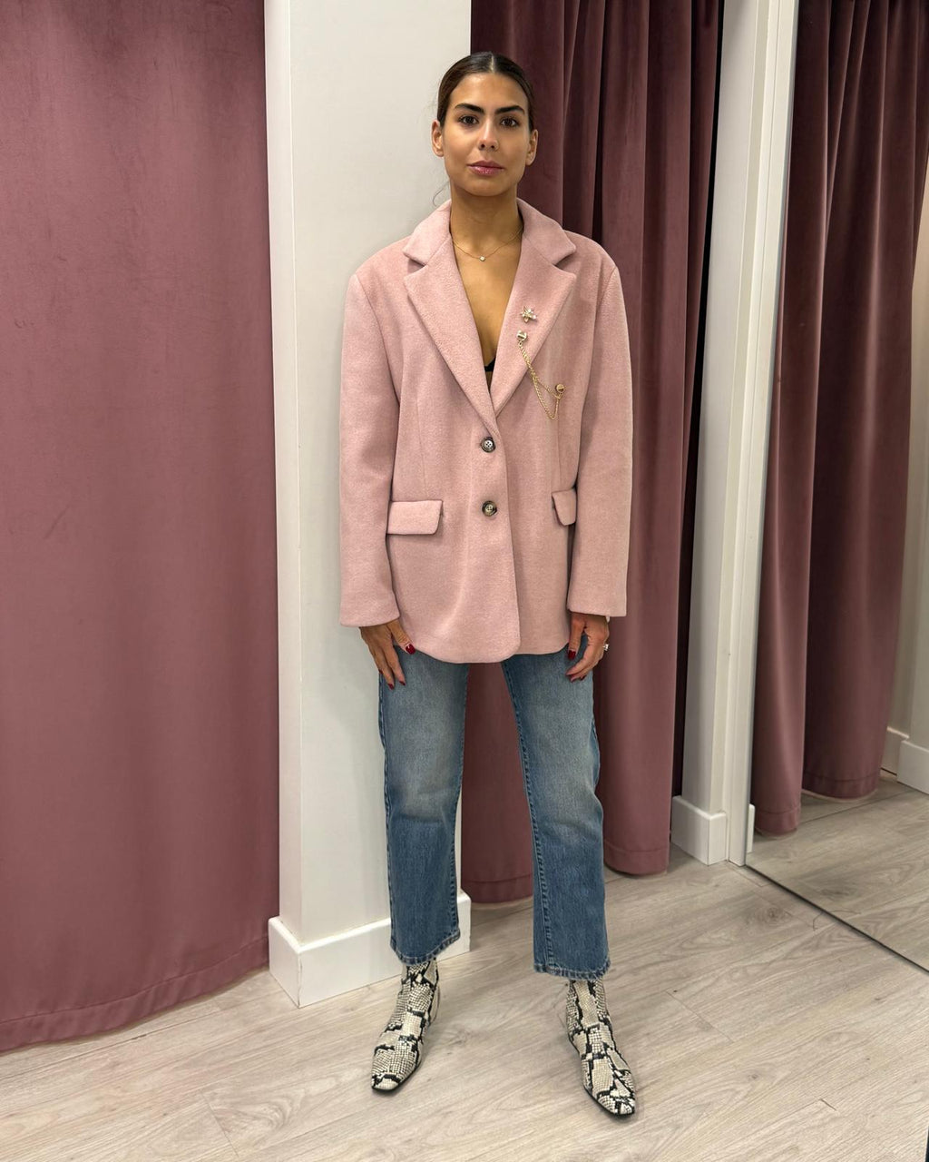 Vicolo - Giacca cappotto over con spille Art. TF2012 ROSA