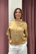Tensione in-Blusa scatola serafino satin elasticizzato 26222V39 BRONZO