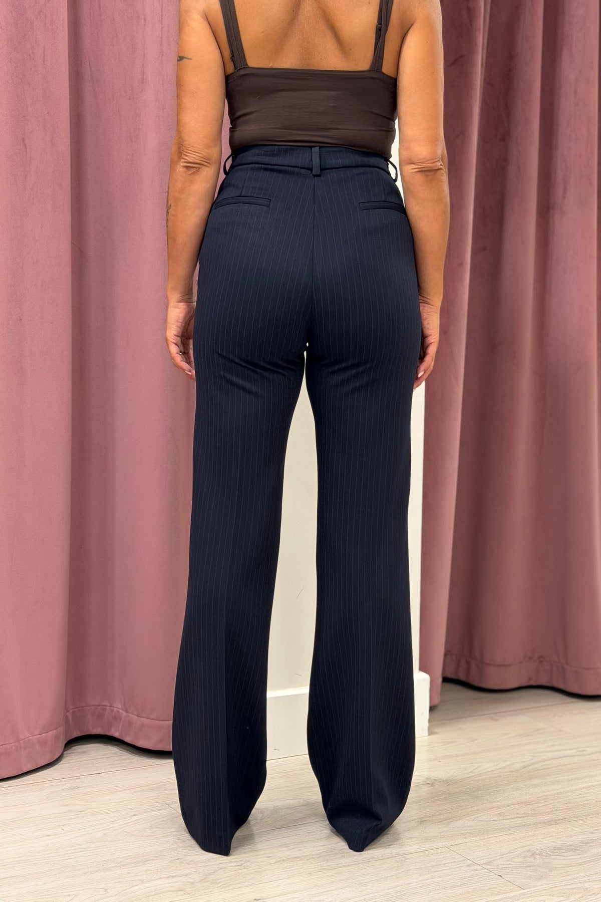 Vicolo-Pantalone gessato bootcut punto milano - blu TAC0210