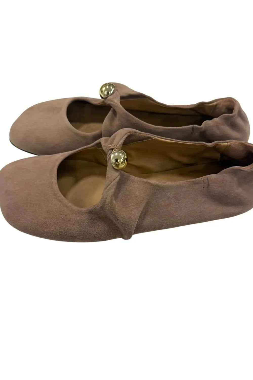 Ballerina fibbia elastica camoscio visone CON FIBBIA DORATA
