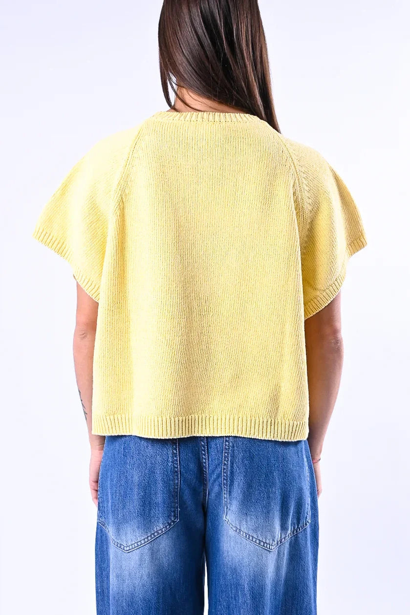 GILET OVER IN MAGLIA ART.5AB5009 - GIALLO