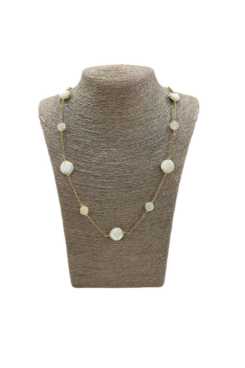 COLLANA LUNGA ORO CON PIETRE BIANCHE