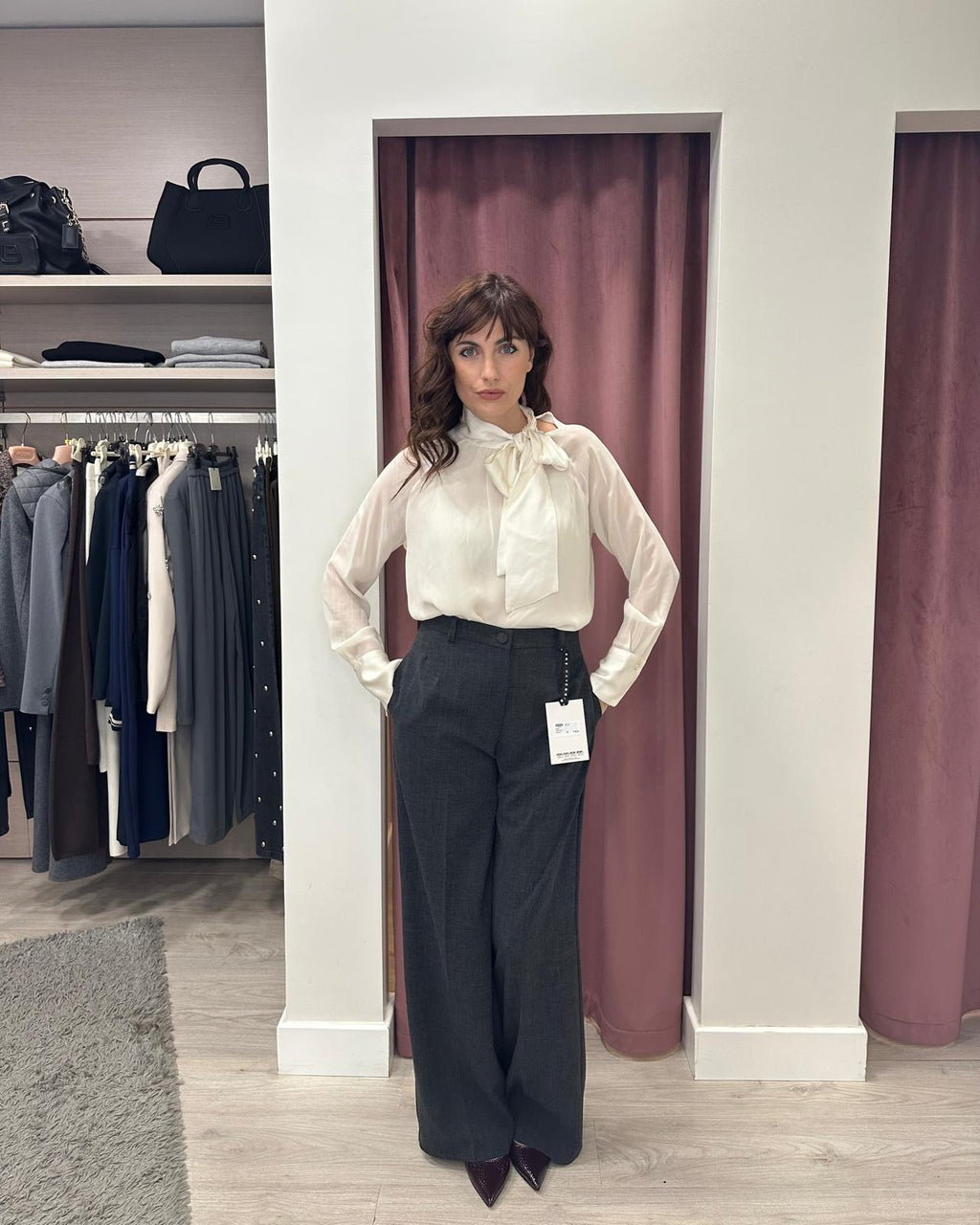 Haveone-Pantalone dritto con pinces - grigio melange PGE-P068