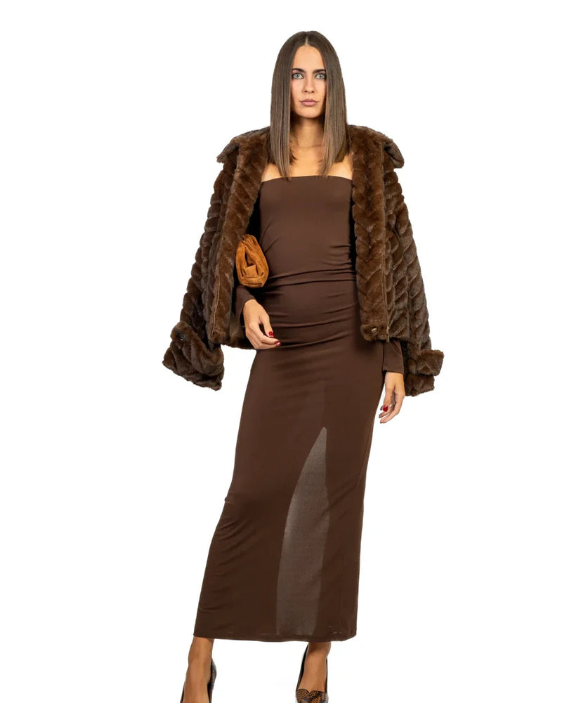 Vicolo - Abito arricciato Art. UF0185  MOKA