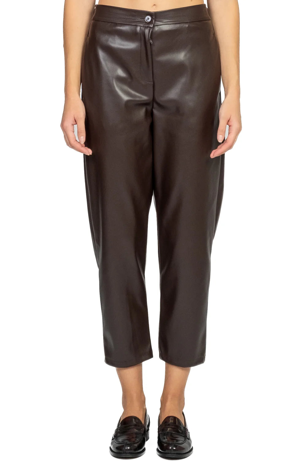 Vicolo - Pantalone ecopelle carrot Art. TF1679 MOKA