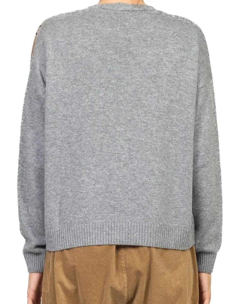 Tensione In - Cardigan rombi scollo V Art. D82038 GRIGIO/CAMMELLO/PANNA