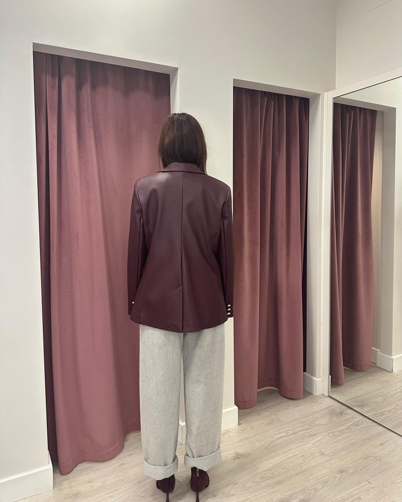 Giacca Bordeaux Effetto Ecopelle – TE26B120