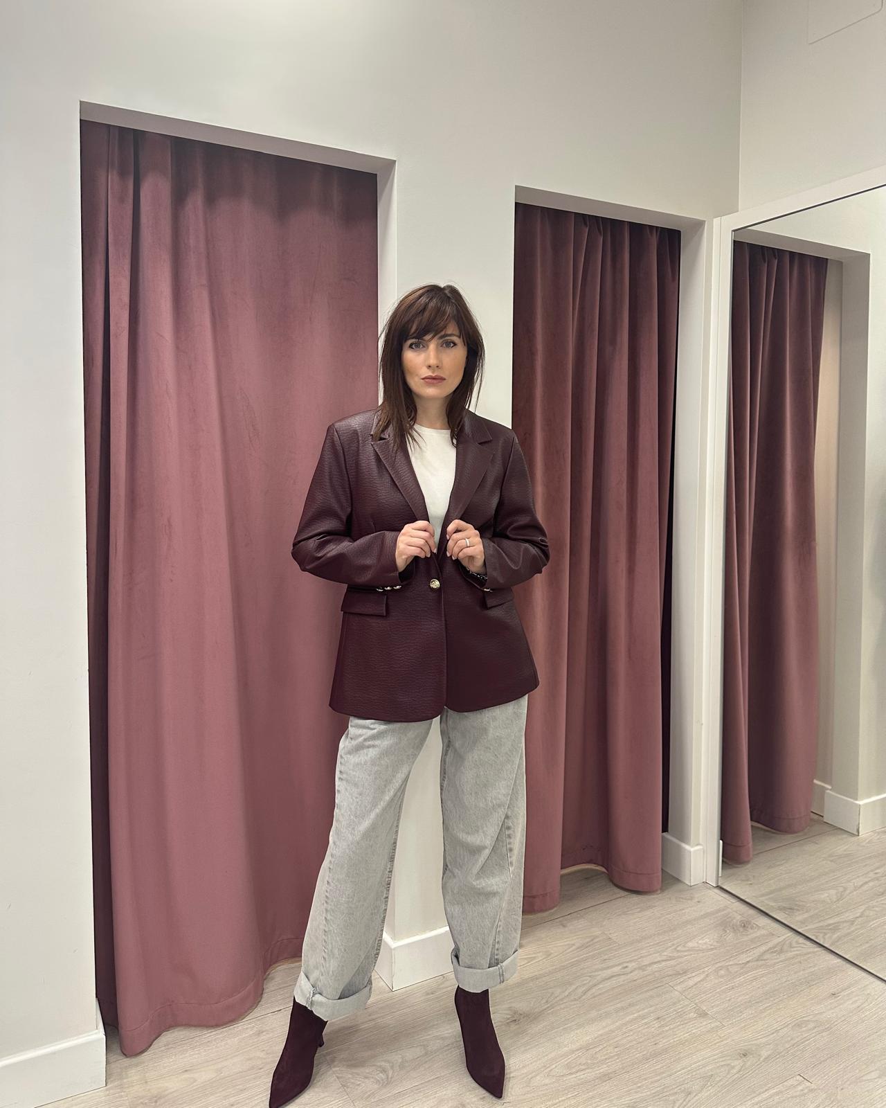 Giacca Bordeaux Effetto Ecopelle – TE26B120