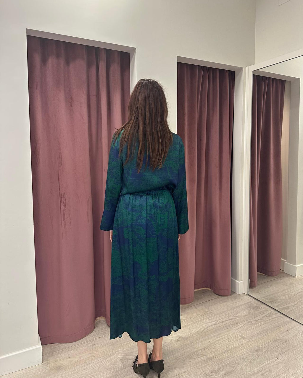 Camicia Fantasia Verde e Blu in 100% Viscosa – TEAI25-2056