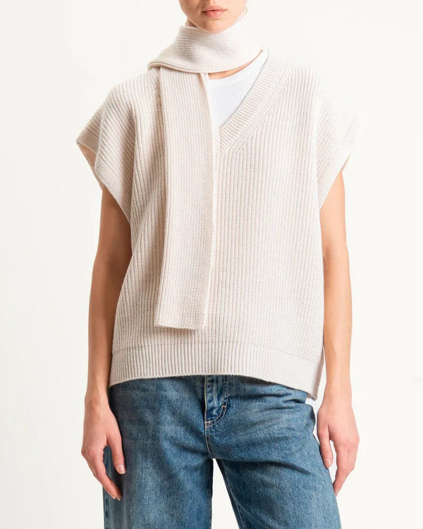 Haveone-Gilet scollo v misto alpaca coste inglesi - antracite LFP-P050