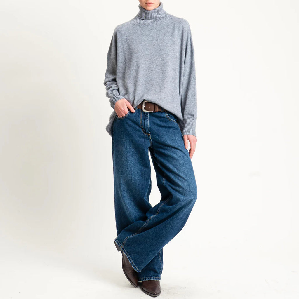 Haveone-Maglia collo alto a scatola oversizeMMGP189