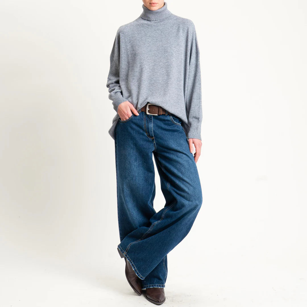 Haveone-Maglia collo alto a scatola oversizeMMGP189