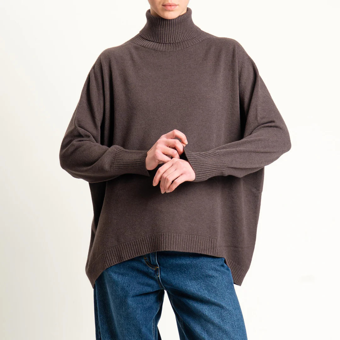 Haveone-Maglia collo alto a scatola oversizeMMGP189