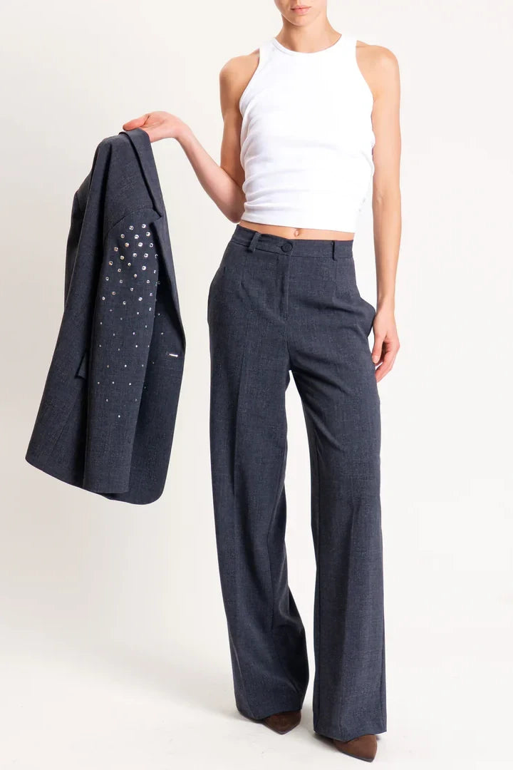 Haveone-Pantalone dritto con pinces - grigio melange PGE-P068